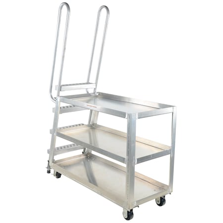 Vestil Hi-Duty Stock Picker Truck, Mold/Rubber, Aluminum, 500 lb Load Capacity, 3 Shelves, 21.875" W SPA-HD-2252